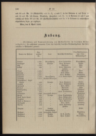 Post- und Telegraphen-Verordnungsblatt für das Verwaltungsgebiet des K.-K. Handelsministeriums 18900416 Seite: 2