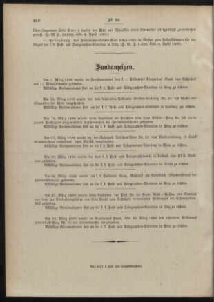 Post- und Telegraphen-Verordnungsblatt für das Verwaltungsgebiet des K.-K. Handelsministeriums 18900416 Seite: 4