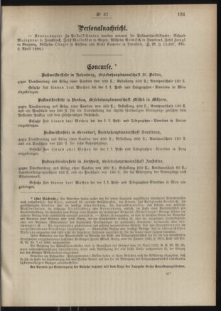 Post- und Telegraphen-Verordnungsblatt für das Verwaltungsgebiet des K.-K. Handelsministeriums 18900421 Seite: 3