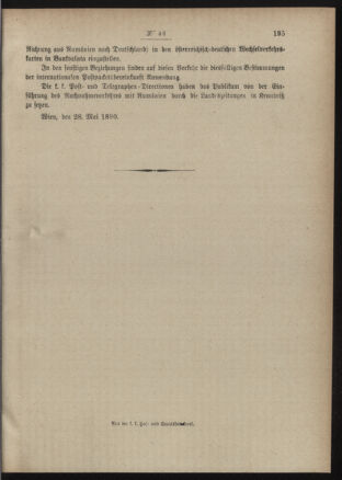 Post- und Telegraphen-Verordnungsblatt für das Verwaltungsgebiet des K.-K. Handelsministeriums 18900529 Seite: 3