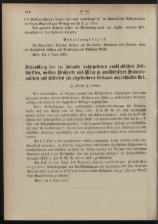 Post- und Telegraphen-Verordnungsblatt für das Verwaltungsgebiet des K.-K. Handelsministeriums 18900610 Seite: 2