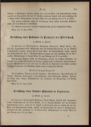 Post- und Telegraphen-Verordnungsblatt für das Verwaltungsgebiet des K.-K. Handelsministeriums 18900624 Seite: 3