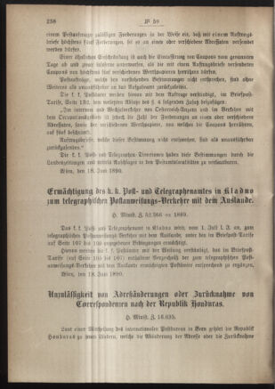 Post- und Telegraphen-Verordnungsblatt für das Verwaltungsgebiet des K.-K. Handelsministeriums 18900627 Seite: 2