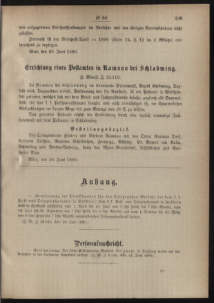 Post- und Telegraphen-Verordnungsblatt für das Verwaltungsgebiet des K.-K. Handelsministeriums 18900627 Seite: 3