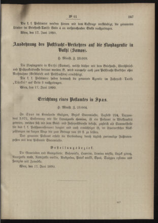 Post- und Telegraphen-Verordnungsblatt für das Verwaltungsgebiet des K.-K. Handelsministeriums 18900702 Seite: 3