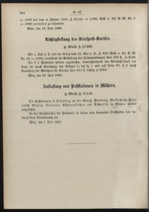 Post- und Telegraphen-Verordnungsblatt für das Verwaltungsgebiet des K.-K. Handelsministeriums 18900706 Seite: 2