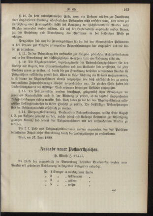 Post- und Telegraphen-Verordnungsblatt für das Verwaltungsgebiet des K.-K. Handelsministeriums 18900712 Seite: 3