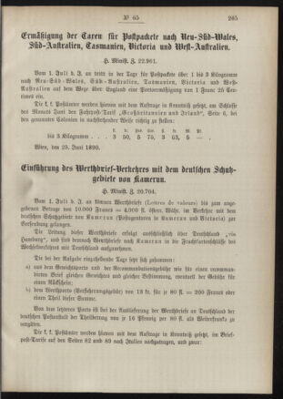 Post- und Telegraphen-Verordnungsblatt für das Verwaltungsgebiet des K.-K. Handelsministeriums 18900712 Seite: 5