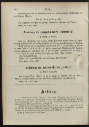 Post- und Telegraphen-Verordnungsblatt für das Verwaltungsgebiet des K.-K. Handelsministeriums 18900714 Seite: 2