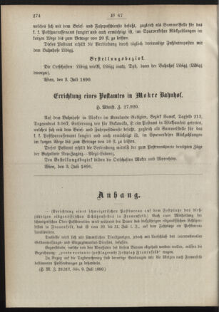 Post- und Telegraphen-Verordnungsblatt für das Verwaltungsgebiet des K.-K. Handelsministeriums 18900716 Seite: 2