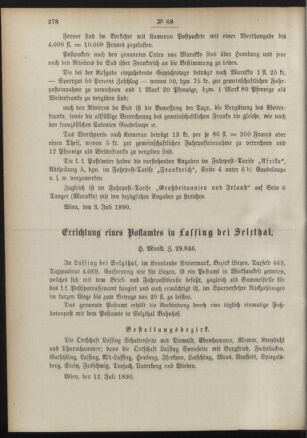 Post- und Telegraphen-Verordnungsblatt für das Verwaltungsgebiet des K.-K. Handelsministeriums 18900721 Seite: 2