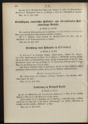 Post- und Telegraphen-Verordnungsblatt für das Verwaltungsgebiet des K.-K. Handelsministeriums 18900723 Seite: 2