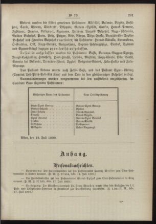 Post- und Telegraphen-Verordnungsblatt für das Verwaltungsgebiet des K.-K. Handelsministeriums 18900725 Seite: 3