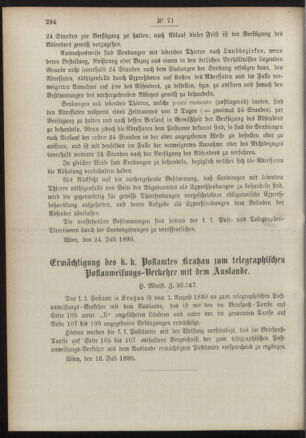 Post- und Telegraphen-Verordnungsblatt für das Verwaltungsgebiet des K.-K. Handelsministeriums 18900728 Seite: 2