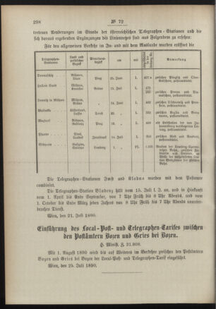 Post- und Telegraphen-Verordnungsblatt für das Verwaltungsgebiet des K.-K. Handelsministeriums 18900731 Seite: 2