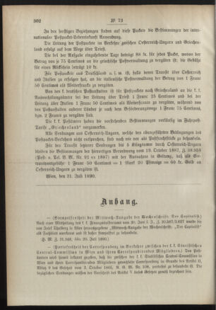 Post- und Telegraphen-Verordnungsblatt für das Verwaltungsgebiet des K.-K. Handelsministeriums 18900806 Seite: 2