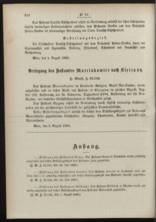 Post- und Telegraphen-Verordnungsblatt für das Verwaltungsgebiet des K.-K. Handelsministeriums 18900810 Seite: 2