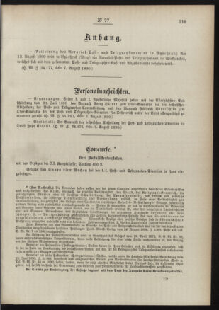 Post- und Telegraphen-Verordnungsblatt für das Verwaltungsgebiet des K.-K. Handelsministeriums 18900819 Seite: 3