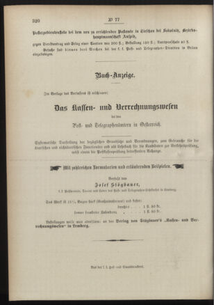 Post- und Telegraphen-Verordnungsblatt für das Verwaltungsgebiet des K.-K. Handelsministeriums 18900819 Seite: 4