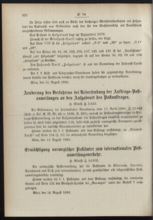 Post- und Telegraphen-Verordnungsblatt für das Verwaltungsgebiet des K.-K. Handelsministeriums 18900822 Seite: 2