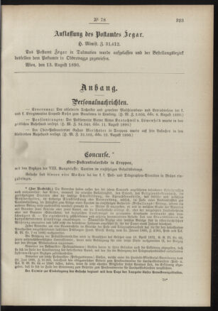 Post- und Telegraphen-Verordnungsblatt für das Verwaltungsgebiet des K.-K. Handelsministeriums 18900822 Seite: 3