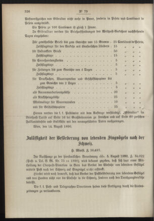 Post- und Telegraphen-Verordnungsblatt für das Verwaltungsgebiet des K.-K. Handelsministeriums 18900826 Seite: 2