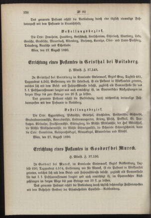 Post- und Telegraphen-Verordnungsblatt für das Verwaltungsgebiet des K.-K. Handelsministeriums 18900902 Seite: 2