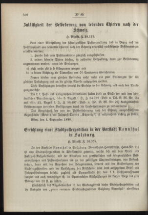 Post- und Telegraphen-Verordnungsblatt für das Verwaltungsgebiet des K.-K. Handelsministeriums 18900910 Seite: 2