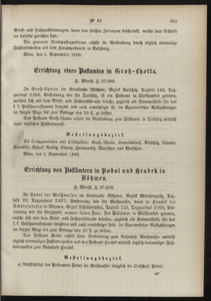 Post- und Telegraphen-Verordnungsblatt für das Verwaltungsgebiet des K.-K. Handelsministeriums 18900910 Seite: 3