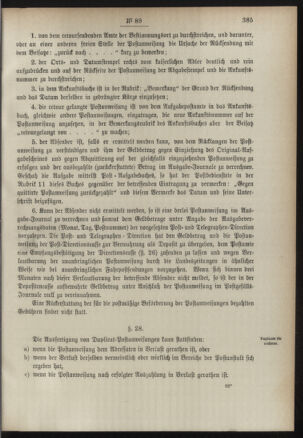 Post- und Telegraphen-Verordnungsblatt für das Verwaltungsgebiet des K.-K. Handelsministeriums 18900919 Seite: 19