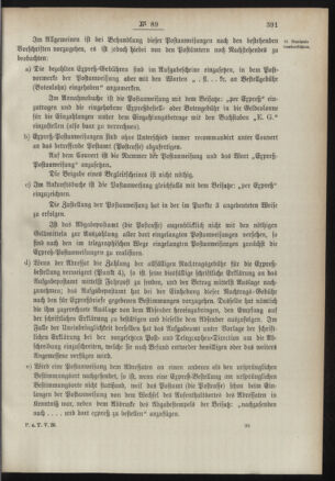 Post- und Telegraphen-Verordnungsblatt für das Verwaltungsgebiet des K.-K. Handelsministeriums 18900919 Seite: 25