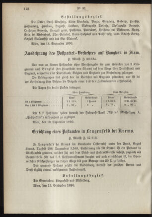 Post- und Telegraphen-Verordnungsblatt für das Verwaltungsgebiet des K.-K. Handelsministeriums 18900923 Seite: 2