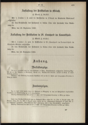 Post- und Telegraphen-Verordnungsblatt für das Verwaltungsgebiet des K.-K. Handelsministeriums 18900923 Seite: 3