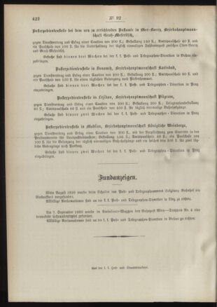 Post- und Telegraphen-Verordnungsblatt für das Verwaltungsgebiet des K.-K. Handelsministeriums 18900927 Seite: 8