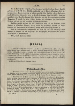 Post- und Telegraphen-Verordnungsblatt für das Verwaltungsgebiet des K.-K. Handelsministeriums 18900929 Seite: 5