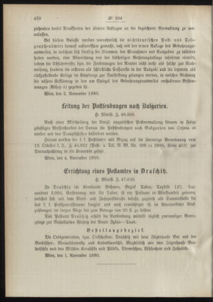 Post- und Telegraphen-Verordnungsblatt für das Verwaltungsgebiet des K.-K. Handelsministeriums 18901107 Seite: 2