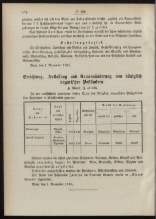 Post- und Telegraphen-Verordnungsblatt für das Verwaltungsgebiet des K.-K. Handelsministeriums 18901109 Seite: 2