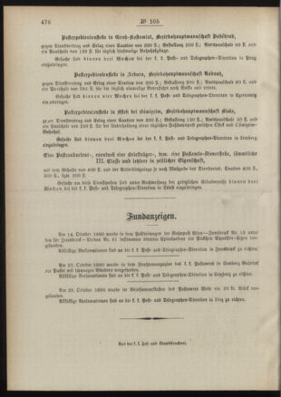 Post- und Telegraphen-Verordnungsblatt für das Verwaltungsgebiet des K.-K. Handelsministeriums 18901109 Seite: 4