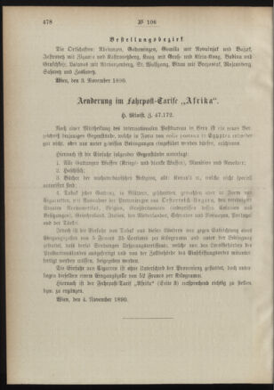 Post- und Telegraphen-Verordnungsblatt für das Verwaltungsgebiet des K.-K. Handelsministeriums 18901111 Seite: 2