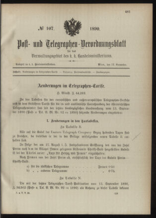 Post- und Telegraphen-Verordnungsblatt für das Verwaltungsgebiet des K.-K. Handelsministeriums