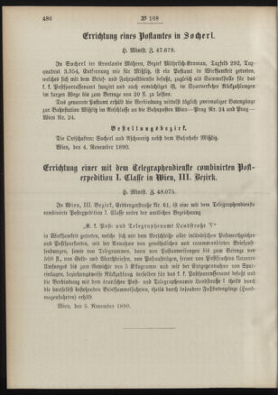 Post- und Telegraphen-Verordnungsblatt für das Verwaltungsgebiet des K.-K. Handelsministeriums 18901113 Seite: 2