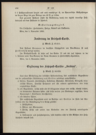 Post- und Telegraphen-Verordnungsblatt für das Verwaltungsgebiet des K.-K. Handelsministeriums 18901115 Seite: 2