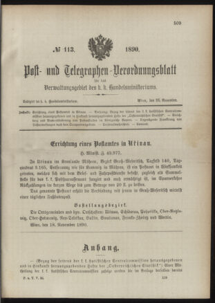 Post- und Telegraphen-Verordnungsblatt für das Verwaltungsgebiet des K.-K. Handelsministeriums