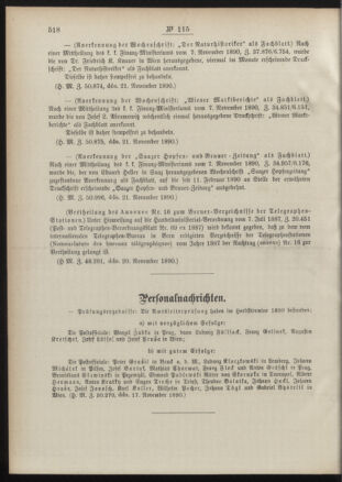 Post- und Telegraphen-Verordnungsblatt für das Verwaltungsgebiet des K.-K. Handelsministeriums 18901129 Seite: 2