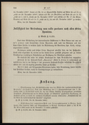 Post- und Telegraphen-Verordnungsblatt für das Verwaltungsgebiet des K.-K. Handelsministeriums 18901203 Seite: 2