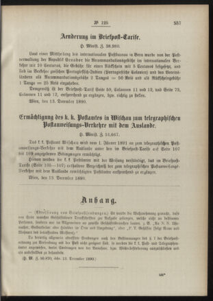 Post- und Telegraphen-Verordnungsblatt für das Verwaltungsgebiet des K.-K. Handelsministeriums 18901219 Seite: 3