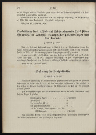 Post- und Telegraphen-Verordnungsblatt für das Verwaltungsgebiet des K.-K. Handelsministeriums 18901231 Seite: 2