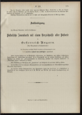 Post- und Telegraphen-Verordnungsblatt für das Verwaltungsgebiet des K.-K. Handelsministeriums 18901231 Seite: 7