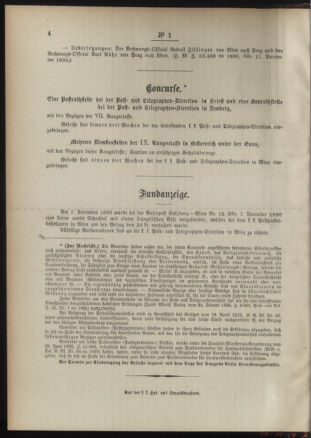 Post- und Telegraphen-Verordnungsblatt für das Verwaltungsgebiet des K.-K. Handelsministeriums 18910107 Seite: 4