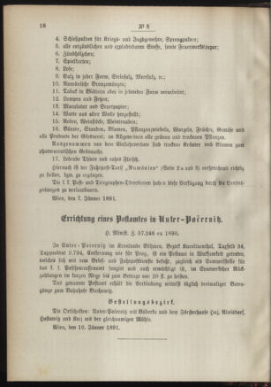 Post- und Telegraphen-Verordnungsblatt für das Verwaltungsgebiet des K.-K. Handelsministeriums 18910117 Seite: 2